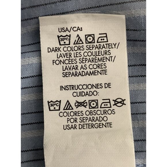 Calvin Klein Jeans Mens Button-Up Long Sleeve Shirt Blue & White Striped Medium - Picture 12 of 12